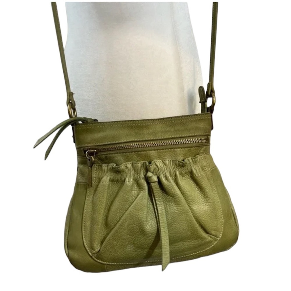 Fossil Vintage Green Chartreuse Leather Crossbody Bag